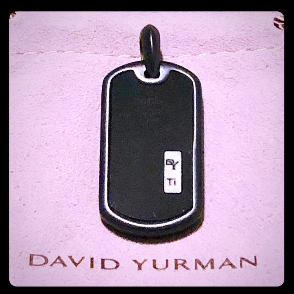 David Yurman Titanium Onyx Dog Tag with 22” Chain